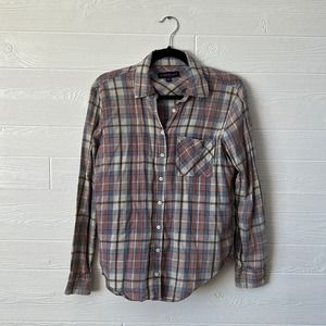 Aeropostale plaid flannel pink blue tan size medium